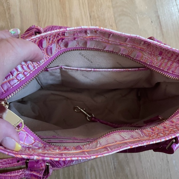 New Brahmin Pink Mini Asher Satchel Julep Ombre Leather Crossbody Bag - Picture 3 of 13
